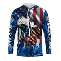 American flag patriot Walleye blue camo fishing, custom long sleeve sun protection fishing NQS4709