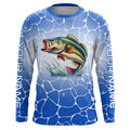 Personalized blue water camo Largemouth bass Long Sleeve Fishing, Tournament Fishing NQS7440