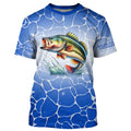 Personalized blue water camo Largemouth bass Long Sleeve Fishing, Tournament Fishing NQS7440