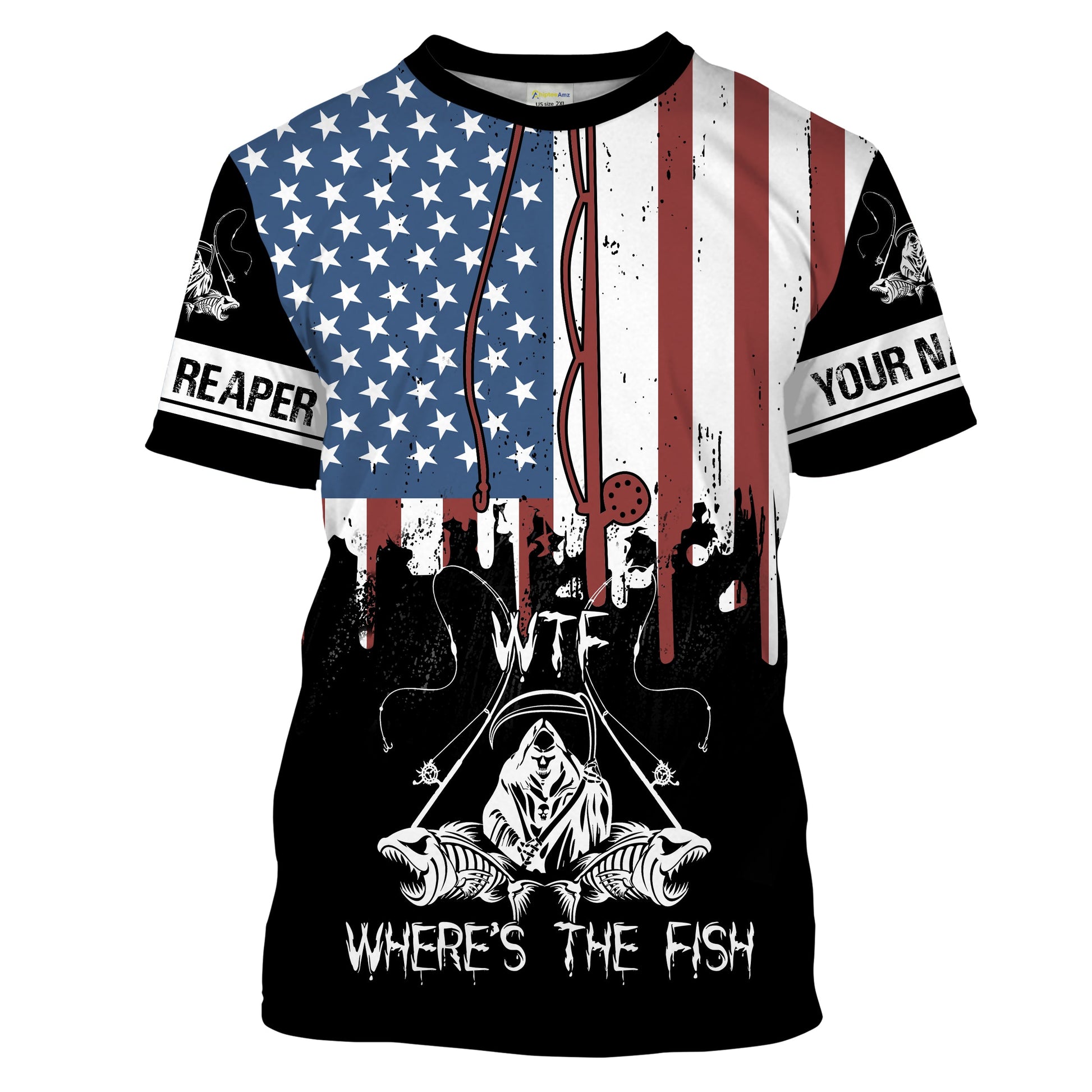 Fish reaper American flag patriotic wtf where's the fish Long Sleeve fishing Custom fishing gift NQS1774