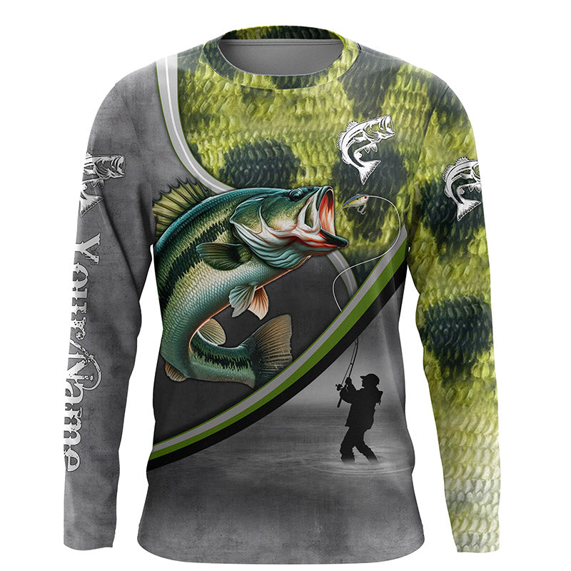 Largemouth Bass fishing scales personalized bass fishing, sun protection fishing apparel NQS3294