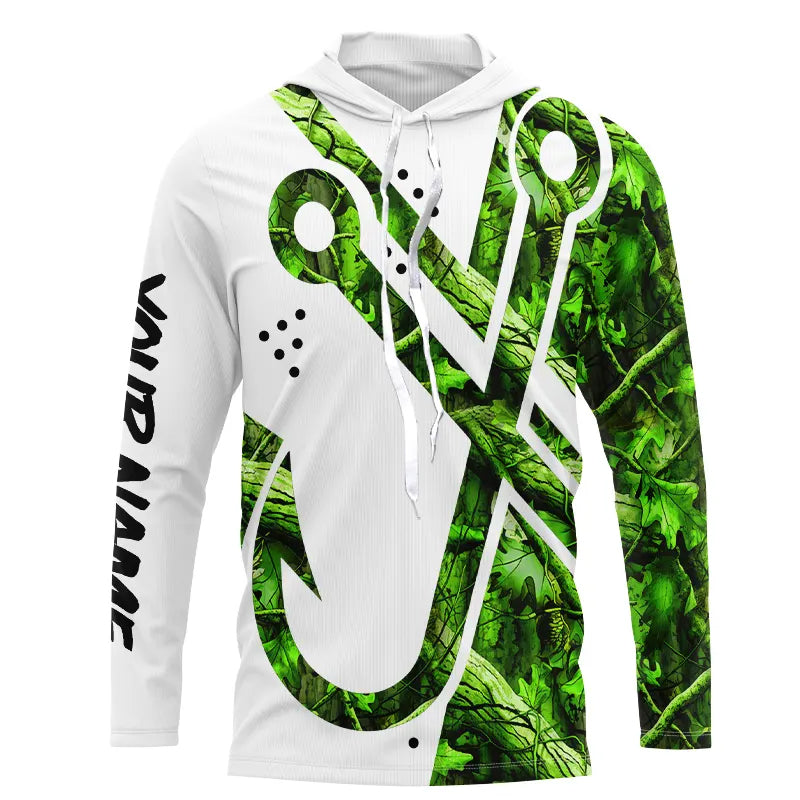 Green Camo Fish Hook Customize Name All Over Printed Fishing NQS553