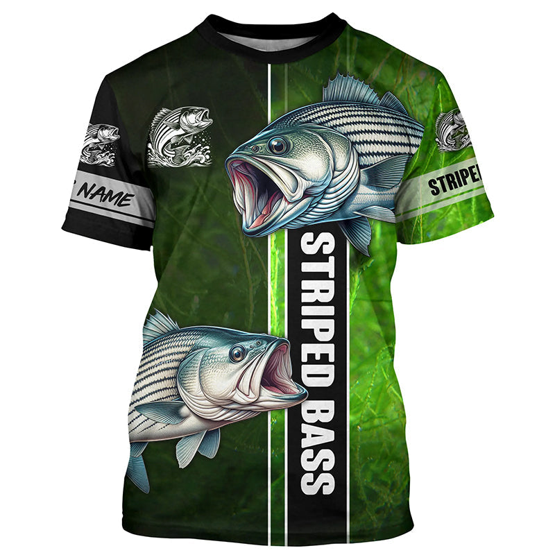 Striped Bass Striper fishing green Custom name UV Long Sleeve Fishing, fishing gifts NQS2340