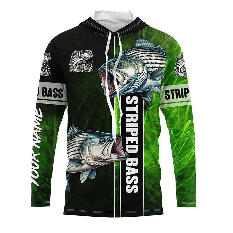 Striped Bass Striper fishing green Custom name UV Long Sleeve Fishing, fishing gifts NQS2340