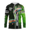Rainbow trout fishing green Custom name UV Long Sleeve Fishing, fishing gifts NQS2341