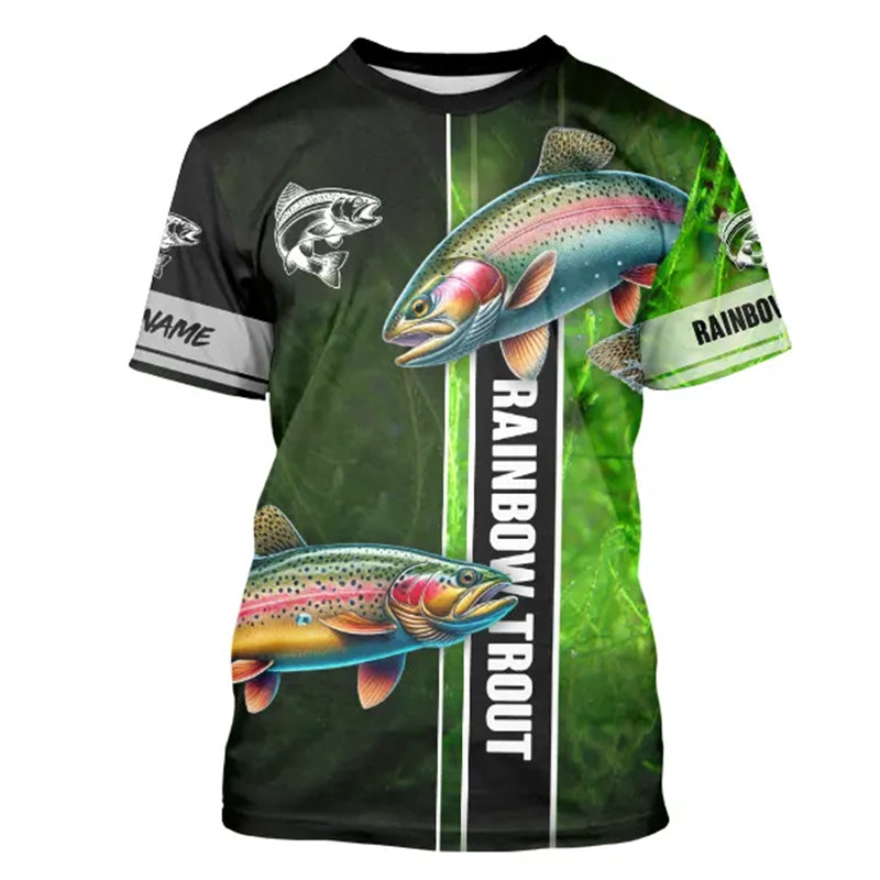 Rainbow trout fishing green Custom name UV Long Sleeve Fishing, fishing gifts NQS2341