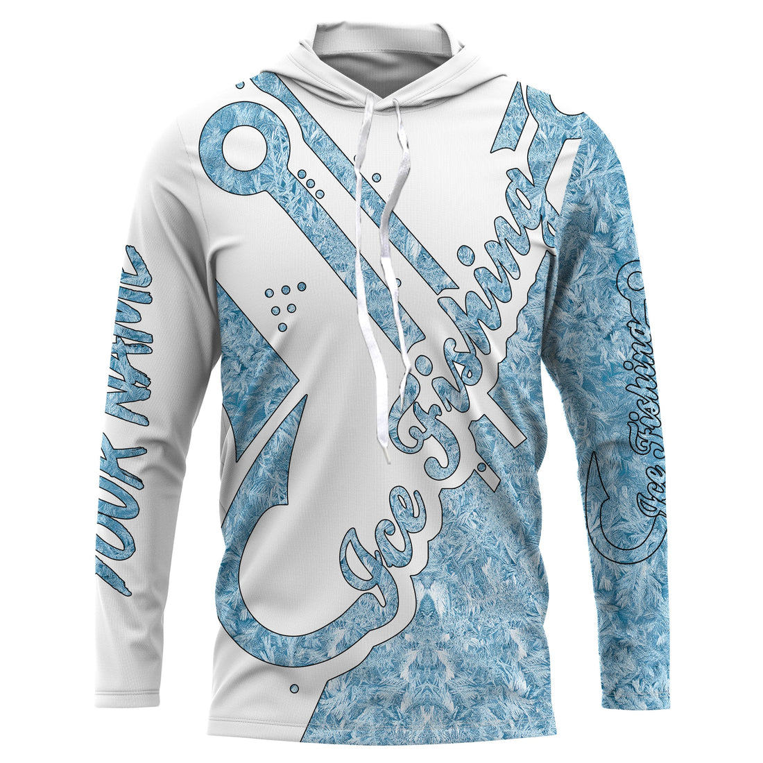 Ice fishing clothing winter camo fish hook tattoo Custom fishing gift, women, Kid NQS2472
