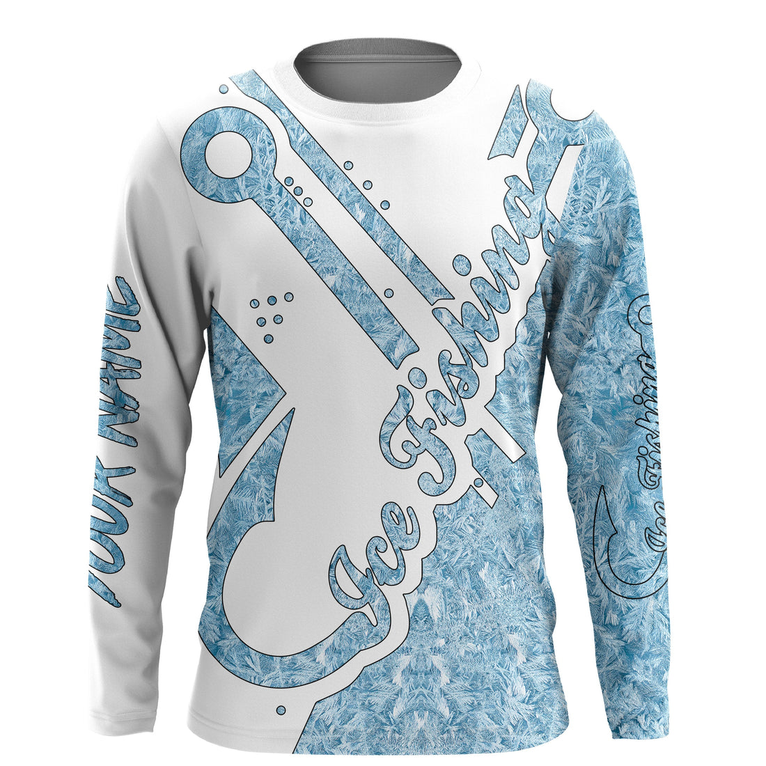Ice fishing clothing winter camo fish hook tattoo Custom fishing gift, women, Kid NQS2472