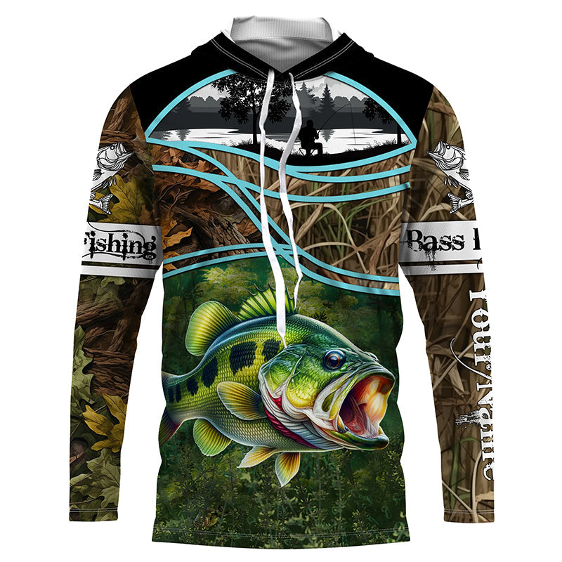Largemouth Bass fishing team bass camo custom Performance Long Sleeve fishing NQSD86