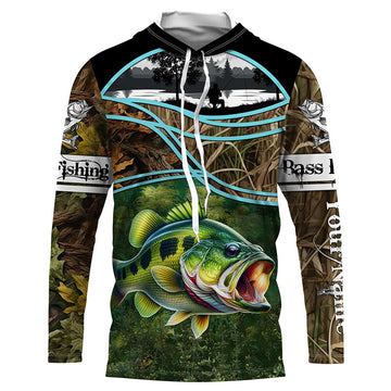 Largemouth Bass fishing team bass camo custom Performance Long Sleeve fishing NQSD86