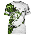 Green camo Largemouth Bass fishing Long Sleeve Custom fishing, women, Kid NQSD89