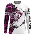 Pink camo Largemouth Bass fishing for girl Long Sleeve personalized fishing NQSD90