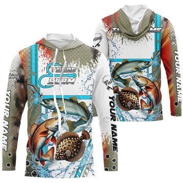 Redfish, Trout, Flounder fishing scales custom fishing team, Texas Slam fishing apparel NQS9144