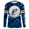 Largemouth Bass fishing blue camo personalized fishing apparel UV protection custom name fishing NQS1412