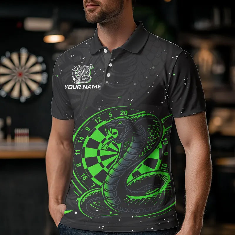 Black and Green Cobra Snake Darts, Custom Name Darts Team NQS9656