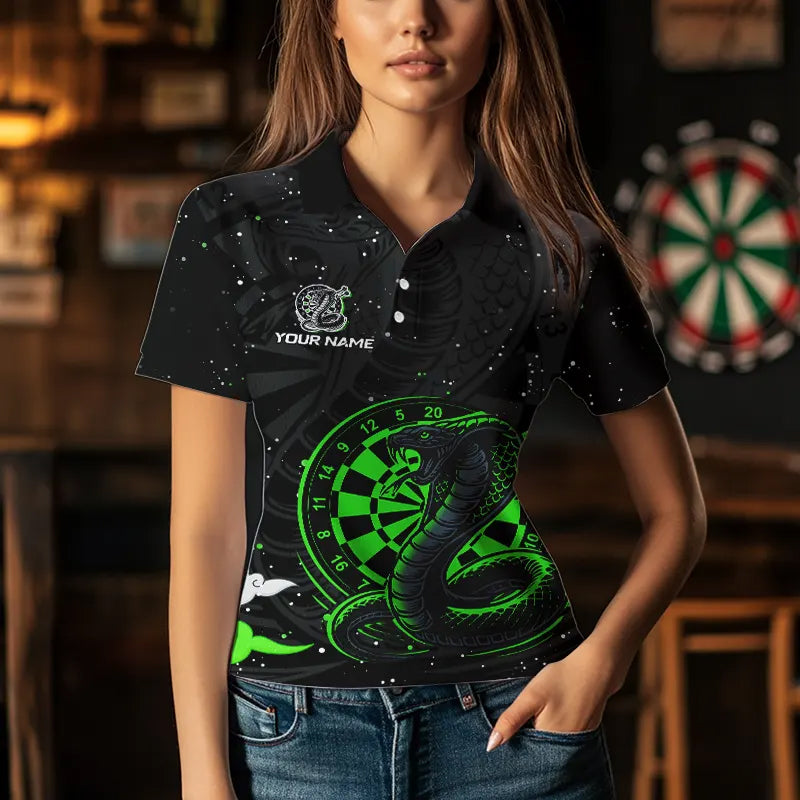 Black and Green Cobra Snake Darts, Custom Name Darts Team NQS9656