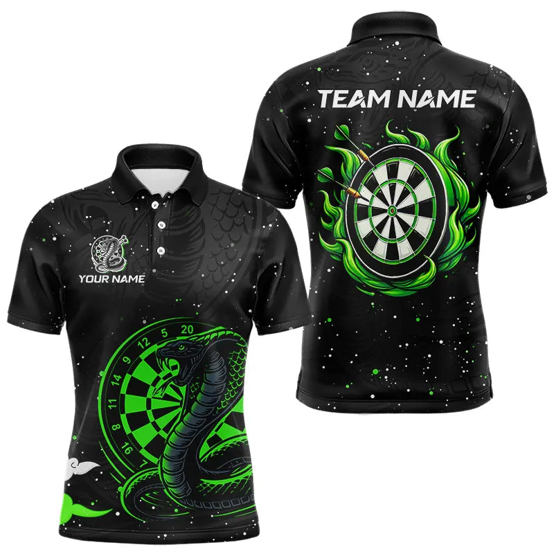 Black and Green Cobra Snake Darts, Custom Name Darts Team NQS9656