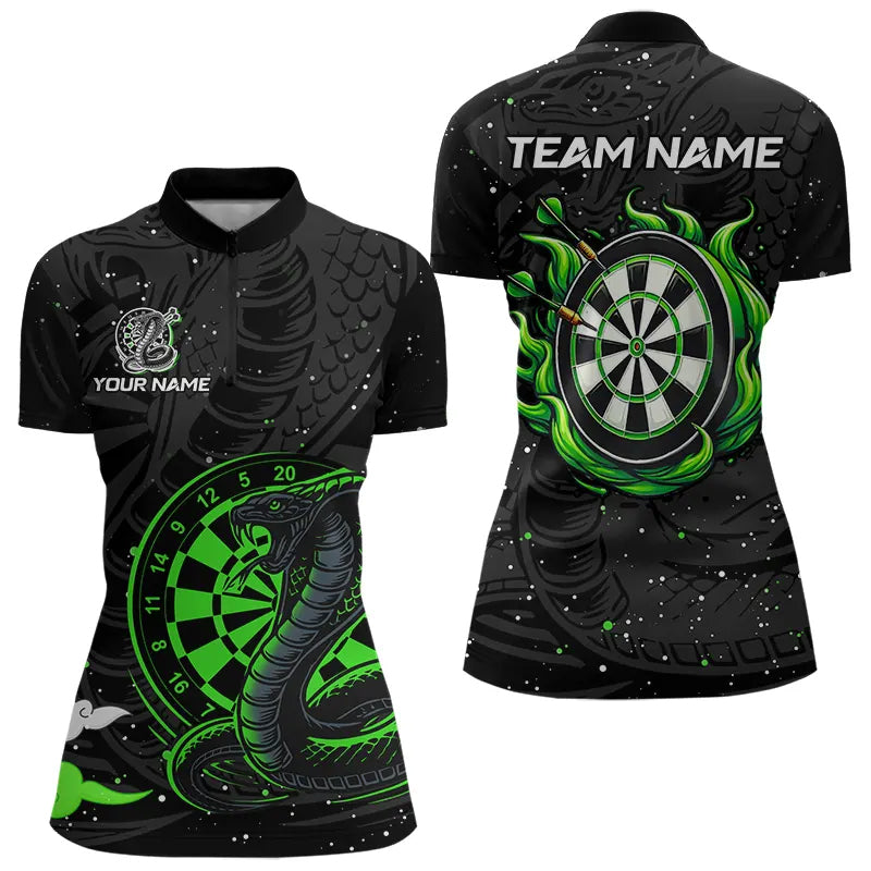 Black and Green Cobra Snake Darts, Custom Name Darts Team NQS9656