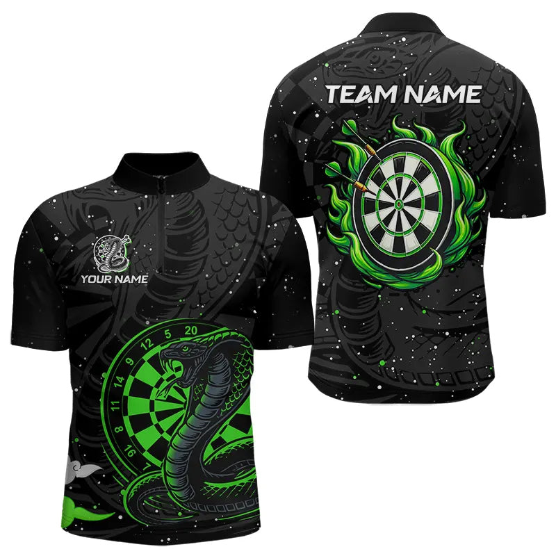 Black and Green Cobra Snake Darts, Custom Name Darts Team NQS9656