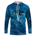 Custom blue ocean fish bone Saltwater Long sleeve Fishing UV Protection, Sea wave camo Fishing - NQS2079