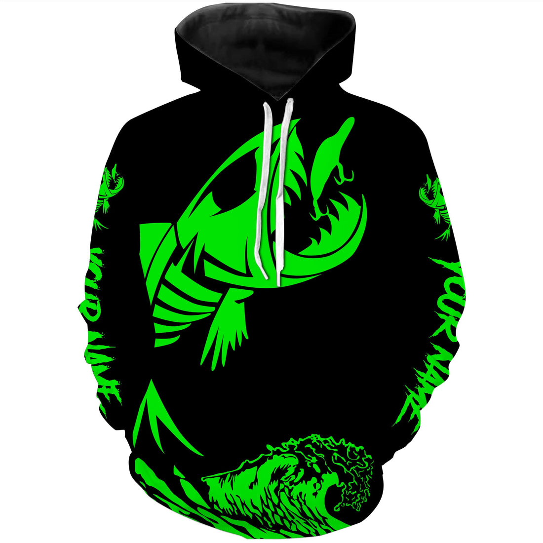 Fish skeleton reaper green black Custom name fishing | - NPQ808