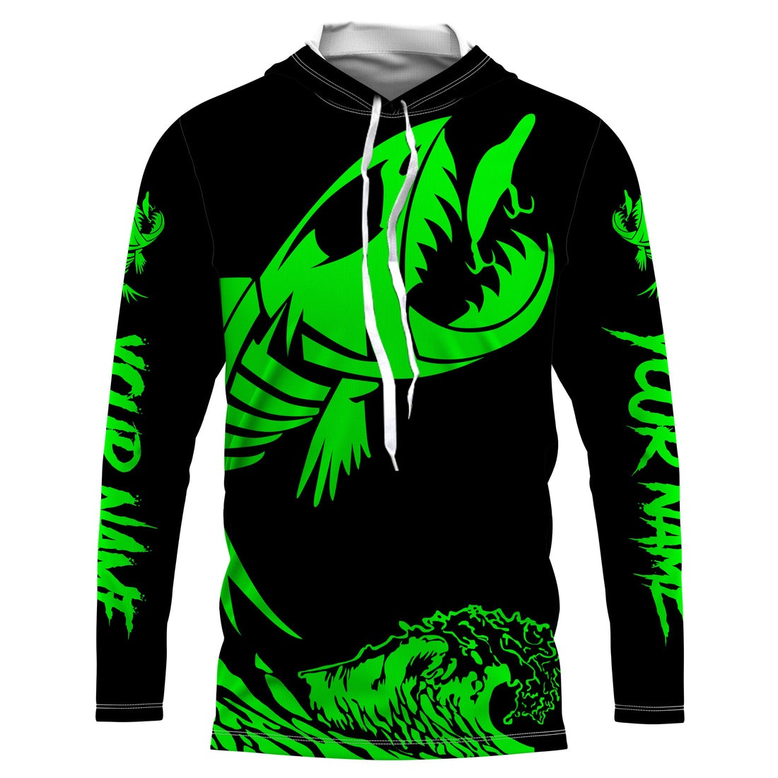 Fish skeleton reaper green black sun protection performance custom name long sleeve fishing NQS3578