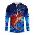 Personalized Red snapper Blue Long Sleeve Performance Fishing, compass tournament NQS5903