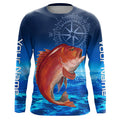 Personalized Red snapper Blue Long Sleeve Performance Fishing, compass tournament NQS5903