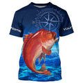 Personalized Red snapper Blue Long Sleeve Performance Fishing, compass tournament NQS5903