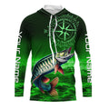 Personalized Musky Green Long Sleeve Performance Fishing, Muskie compass tournament NQS6333