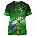 Personalized Musky Green Long Sleeve Performance Fishing, Muskie compass tournament NQS6333
