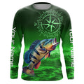 Personalized Peacock Bass Green Long Sleeve Performance Fishing, Bass compass tournament NQS6334
