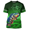 Personalized Peacock Bass Green Long Sleeve Performance Fishing, Bass compass tournament NQS6334