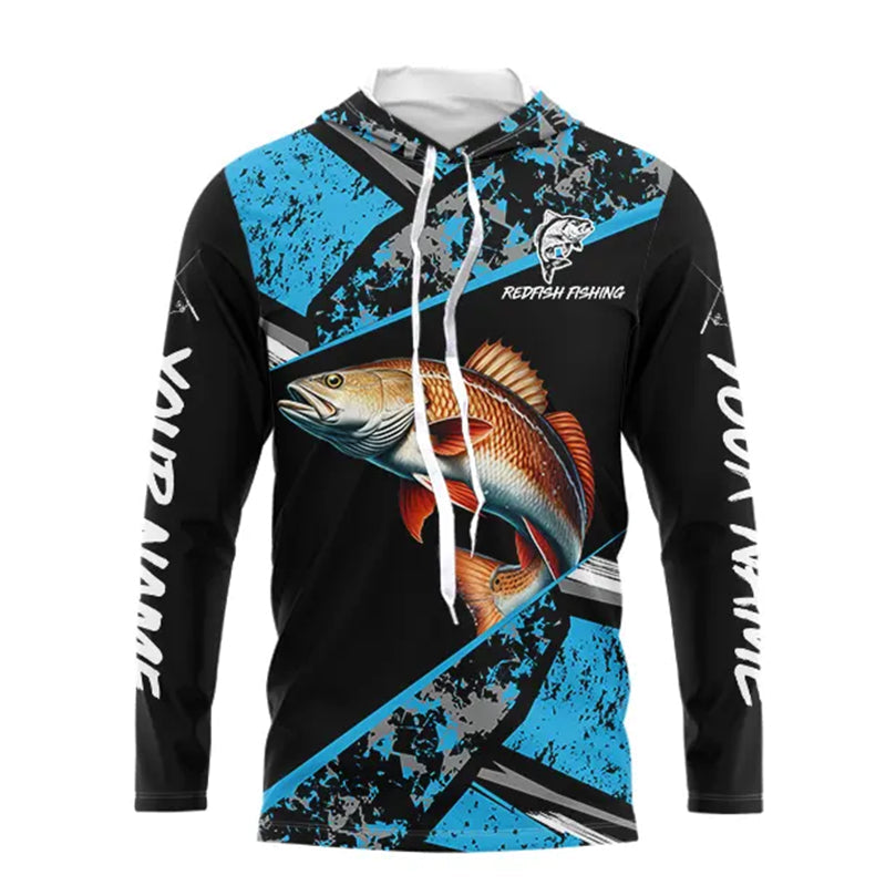 Redfish Drum fishing Blue camo Long Sleeve Performance Fishing custom Redfish fishing NQS9348