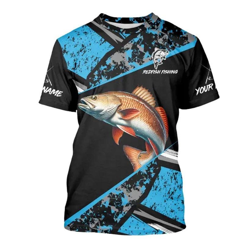 Redfish Drum fishing Blue camo Long Sleeve Performance Fishing custom Redfish fishing NQS9348
