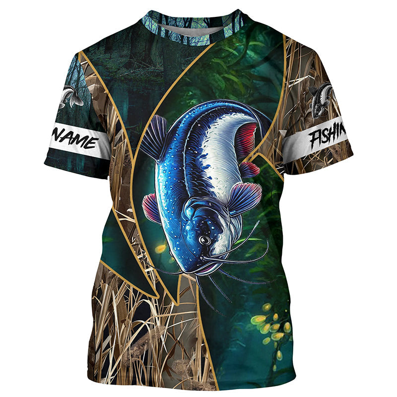Catfish Fishing camo UV protection Customize name long sleeves fishing NQS1423