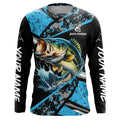 Largemouth Bass fishing Blue camo Long Sleeve Performance Fishing custom Bass fishing NQS7602