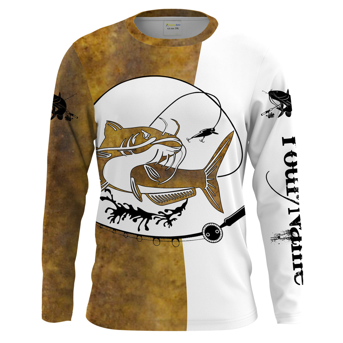 Flathead catfish Fishing scales Custom white Long sleeve performance Fishing, apparel for team catfish - NQS2080