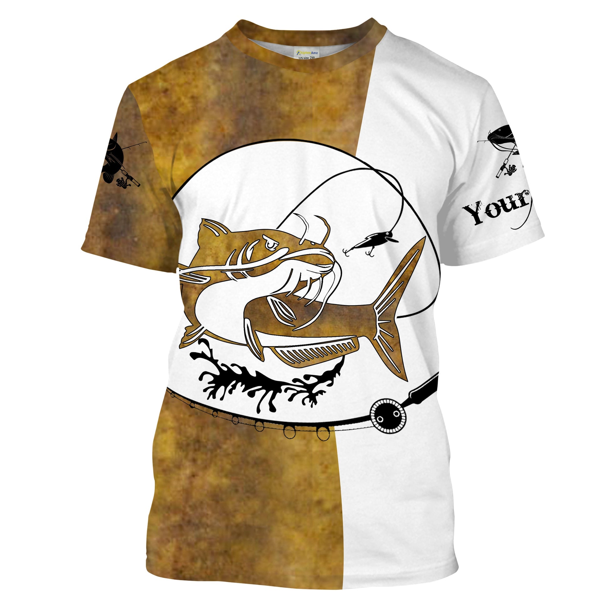 Flathead catfish Fishing scales Custom white Long sleeve performance Fishing, apparel for team catfish - NQS2080