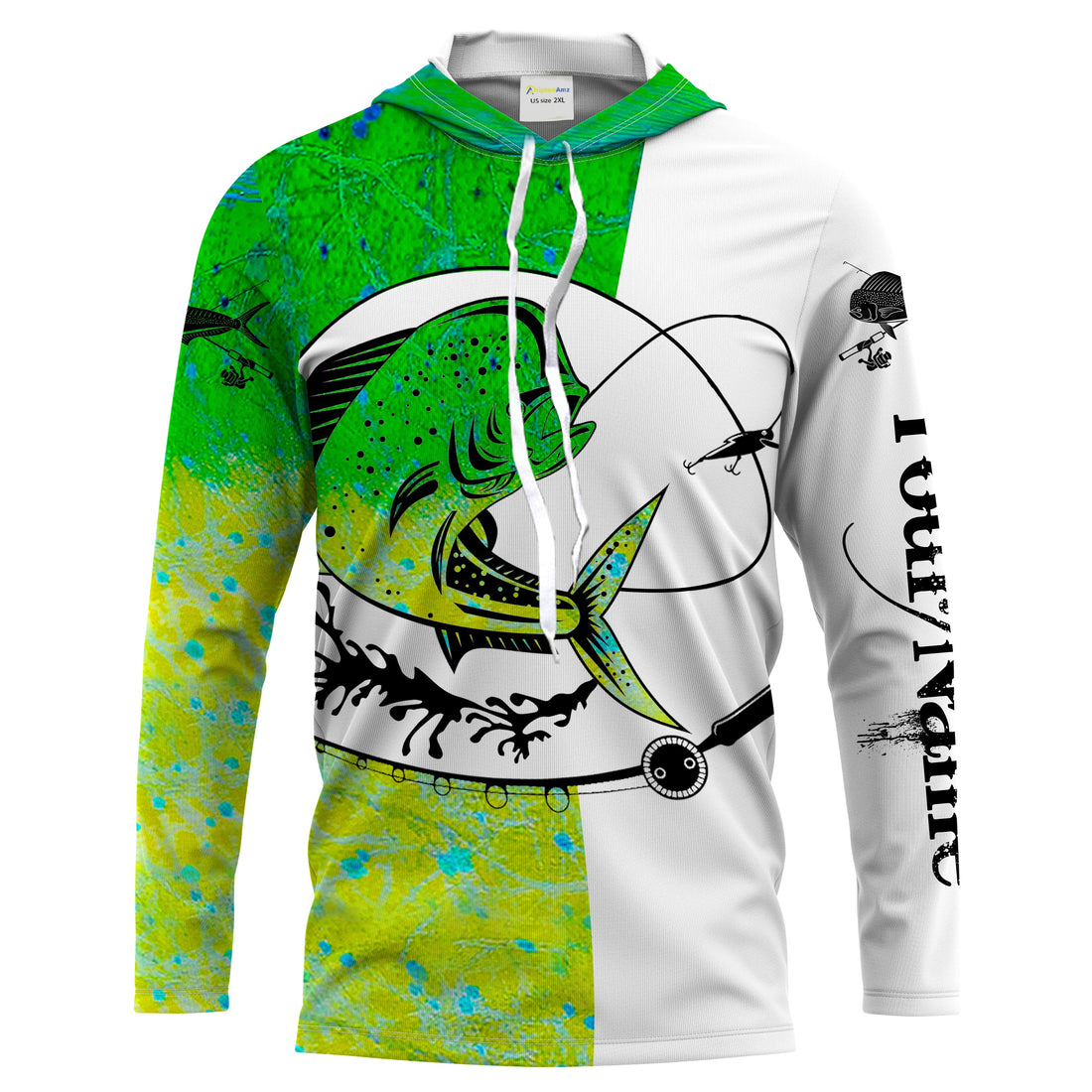 Mahi-mahi fish Dorado Fishing scales Custom white Long sleeve performance Fishing, apparel for saltwater fishing NQS2082