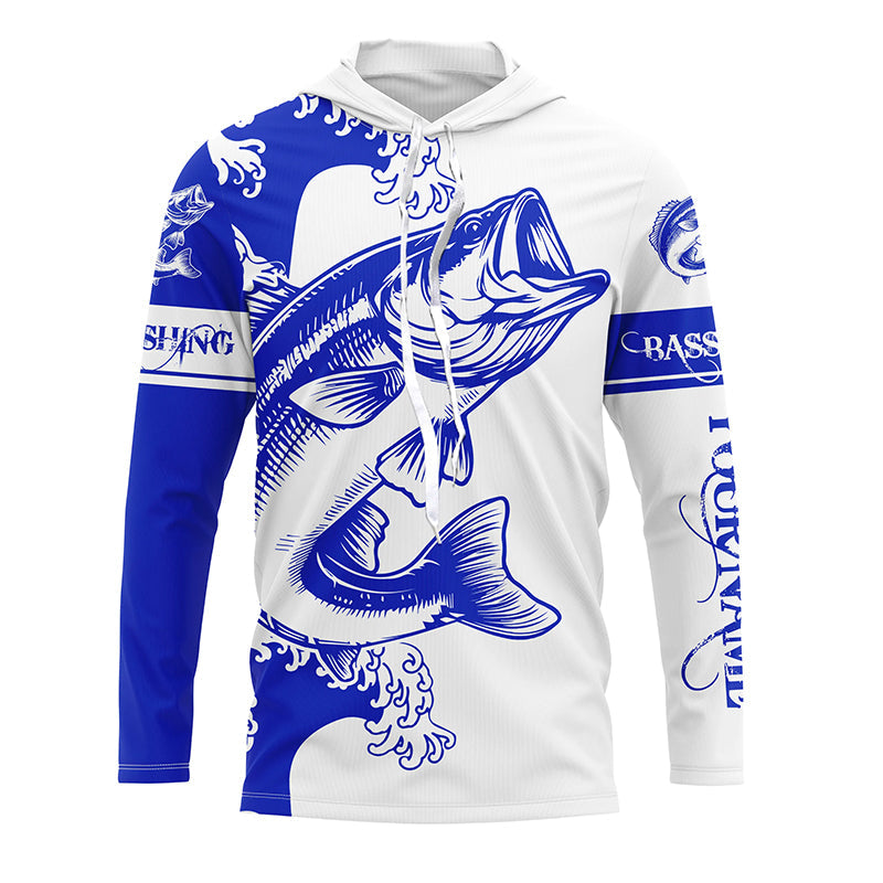 Personalized Largemouth bass fishing tattoo, Bass Long Sleeve Fishing tournament | Blue NQS3733