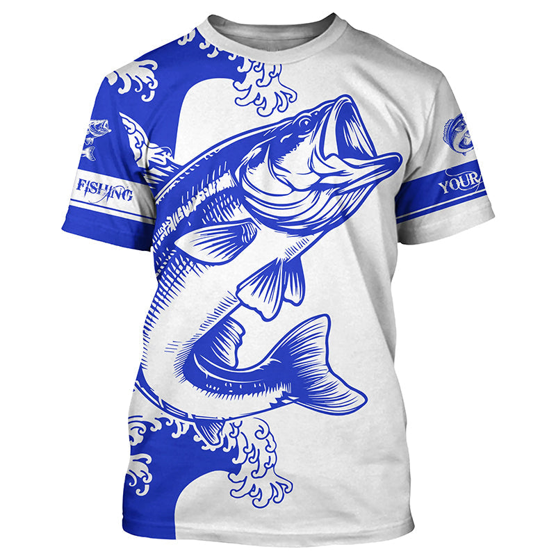 Personalized Largemouth bass fishing tattoo, Bass Long Sleeve Fishing tournament | Blue NQS3733