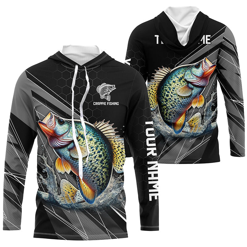 Personalized Black camo Crappie Fishing, Crappie Long Sleeve Fishing Tournament NQS8448