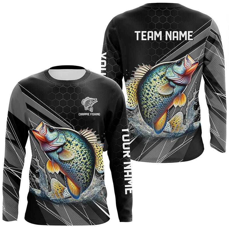 Personalized Black camo Crappie Fishing, Crappie Long Sleeve Fishing Tournament NQS8448
