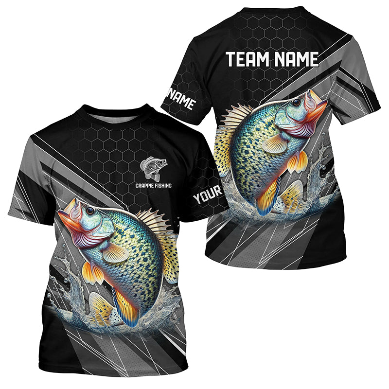 Personalized Black camo Crappie Fishing, Crappie Long Sleeve Fishing Tournament NQS8448