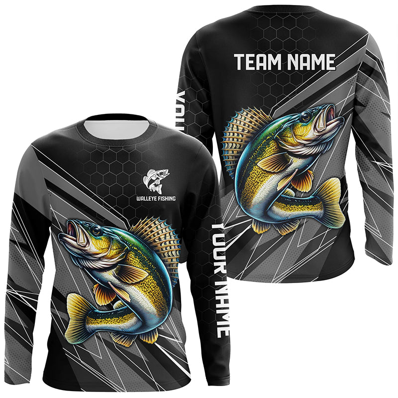 Personalized Black camo Walleye Fishing, Walleye Long Sleeve Fishing Tournament NQS8449