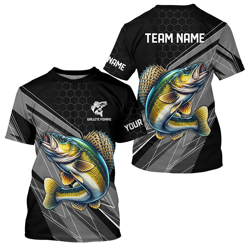 Personalized Black camo Walleye Fishing, Walleye Long Sleeve Fishing Tournament NQS8449