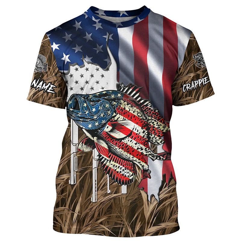 American flag patriot Crappie camo fishing, custom long sleeve sun protection fishing apparel NQS4110