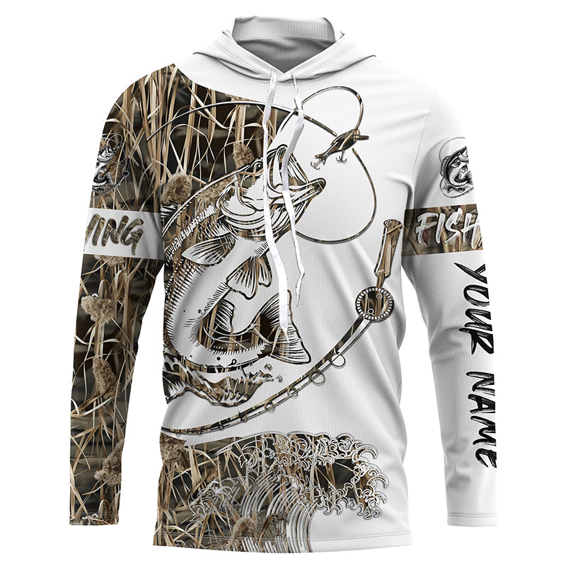 Largemouth Bass fishing tattoo camo custom Performance Long Sleeve fishing NQS1130