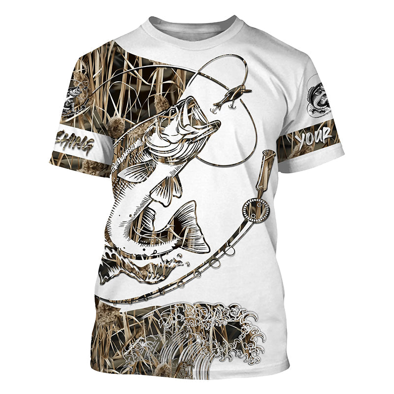 Largemouth Bass fishing tattoo camo custom Performance Long Sleeve fishing NQS1130